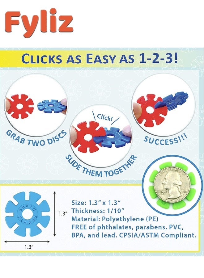 Fyliz Brain Flakes 500 Piece Set, Ages 3+, Interlocking Plastic Disc Toy for Creative Building, Educational STEM Learning ﻿ - Image 5